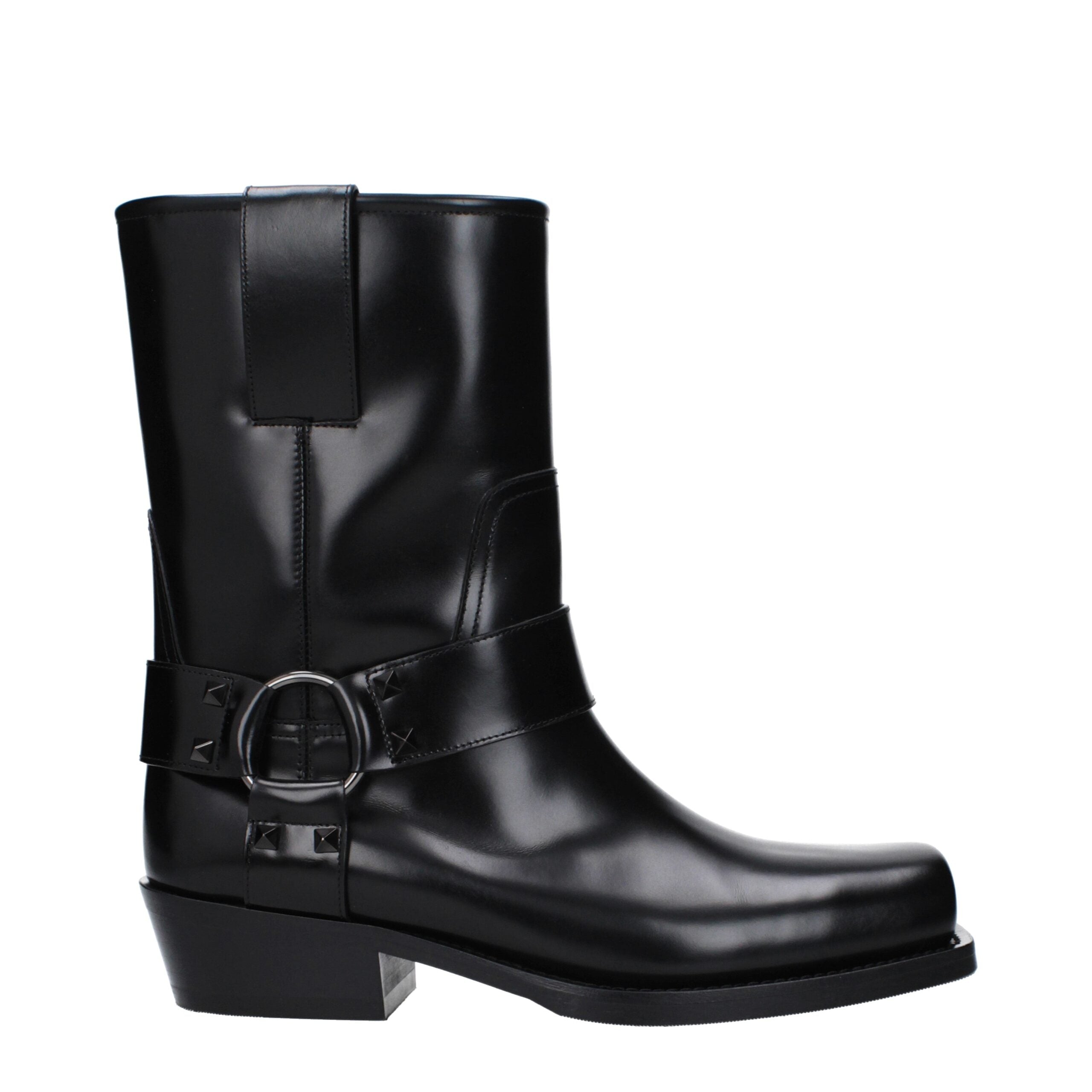 Valentino Garavani Black Leather Ankle